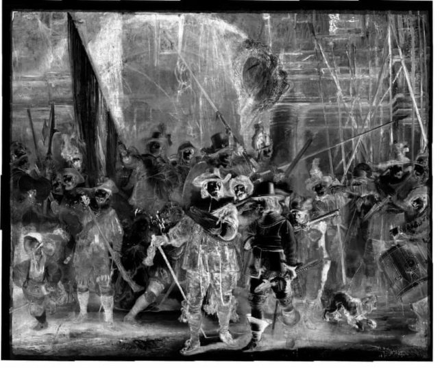 Black and white negative of the sketch underlying the famous painting.